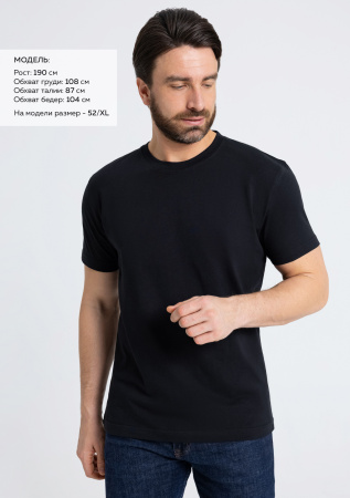 Чёрная футболка арт. 08U прямого кроя из 100% хлопка, 180 гр/м2, оптом | Мерч, униформа и текстиль для бизнеса  photo-1