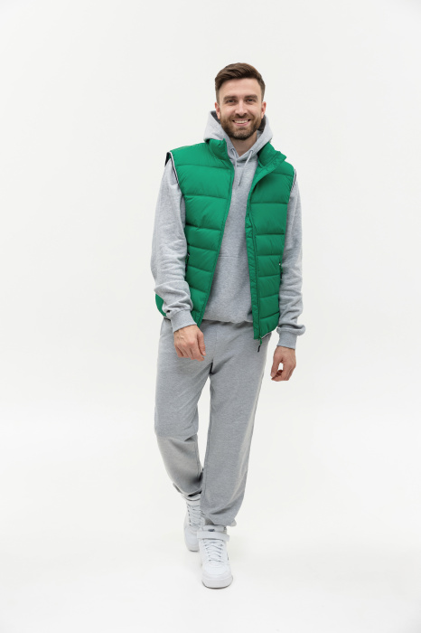 Зеленый однотонный утепленный жилет арт. 82 с контрастным кантом, 100% нейлон, оптом | Мерч, униформа и текстиль для бизнеса фото-4