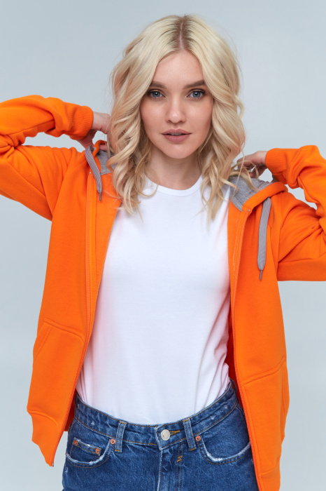 Женская оранжевая толстовка STAN арт. 17W, футер с начесом, 60% хлопок 40% полиэстер, 280 гр/м2 — оптом | Мерч, униформа и текстиль для бизнеса фото-4