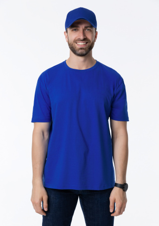 Синяя футболка арт. 02 прямого кроя из 100% хлопка, 160 гр/м2, оптом | Мерч, униформа и текстиль для бизнеса  photo-8