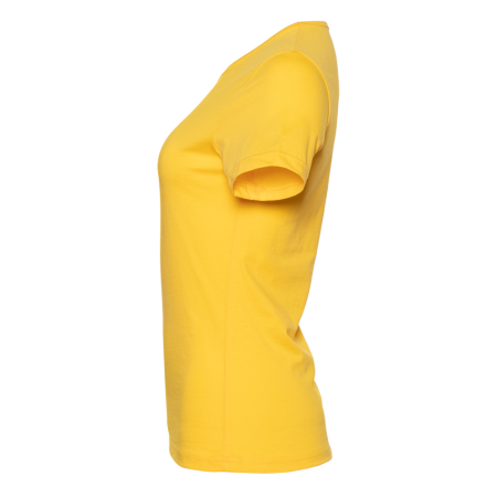 Женская желтая футболка арт. 02W приталенного силуэта из 100% хлопка, 150 гр/м2, оптом | Мерч, униформа и текстиль для бизнеса  photo-2