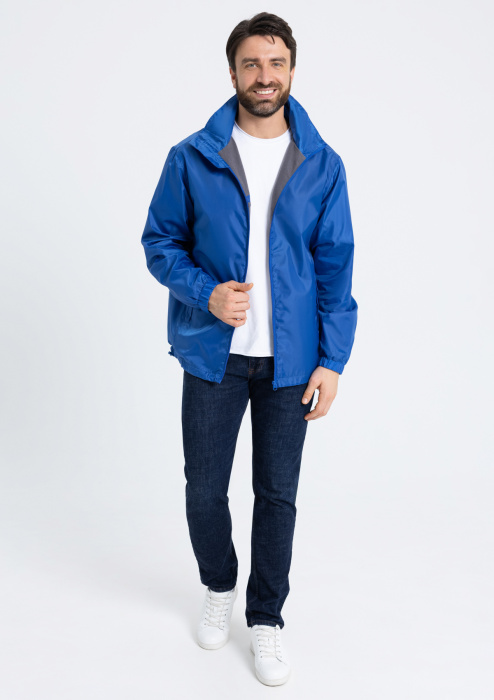 Синяя однотонная утепленная ветровка арт. 60, 100% полиэстер, Dewspo 210T | Мерч, униформа и текстиль для бизнеса фото-4
