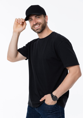 Чёрная футболка арт. 02 прямого кроя из 100% хлопка, 160 гр/м2, оптом | Мерч, униформа и текстиль для бизнеса  photo-10