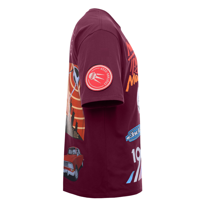 Бордовая футболка СССР оверсайз кроя из 100% хлопка, 240 гр/м2, оптом | Мерч, униформа и текстиль для бизнеса  фото-4