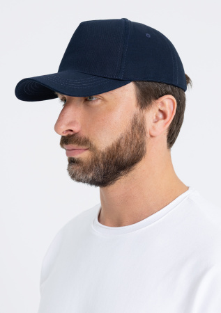 Темно-синяя бейсболка арт. 03, 5 клиньев из 100% хлопка, 280 гр/м2, оптом | Мерч, униформа и текстиль для бизнеса  photo-6