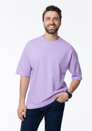 Лавандовая футболка арт. 39 оверсайз кроя, из 100% хлопка, 140 гр/м2, оптом | Мерч, униформа и текстиль для бизнеса   photo-7