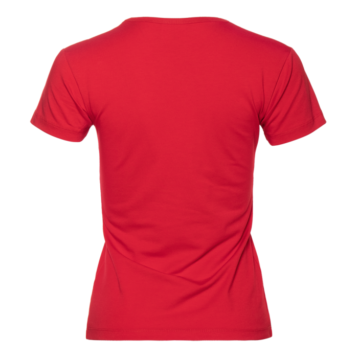 Женская красная футболка арт. 37W приталенного силуэта, 92% хлопок и 8% эластан, 180 гр/м2, оптом | Мерч, униформа и текстиль для бизнеса  фото-1