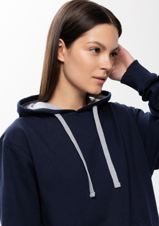 Темно-синее худи арт. 23 с контрастным капюшоном, футер без начеса 100% хлопок, 260 гр/м2 | Мерч, униформа и текстиль для бизнеса photo-8