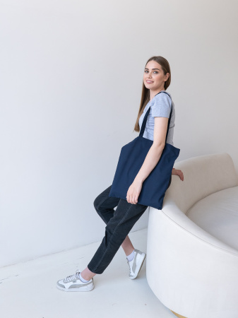 Темно-синяя сумка шопер, оптом | Мерч, униформа и текстиль для бизнеса photo-3