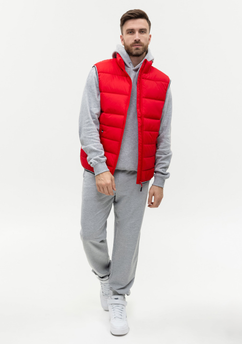 Красный однотонный утепленный жилет арт. 82 с контрастным кантом, 100% нейлон, оптом | Мерч, униформа и текстиль для бизнеса фото-2