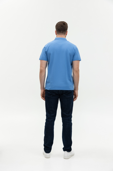Голубая рубашка поло арт. 04, 65% хлопок, 35% полиэстер, 185 гр/м2, оптом | Мерч, униформа и текстиль для бизнеса  фото-4