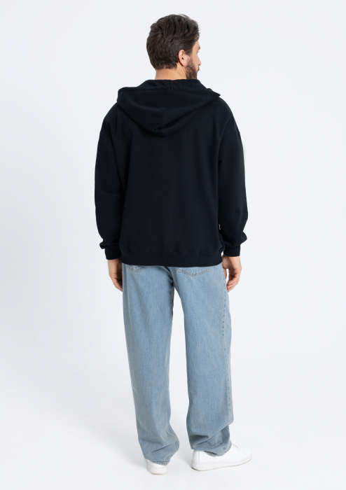 Толстовка  ОNE SIZE, с капюшоном на молнии футер без начёса 350, 72, Черный (20) | Мерч, униформа и текстиль для бизнеса фото-2