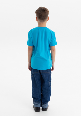 Бирюзовая детская футболка арт. 06U оверсайз кроя из 100% хлопка, 140 гр/м2, оптом | Мерч, униформа и текстиль для бизнеса photo-8