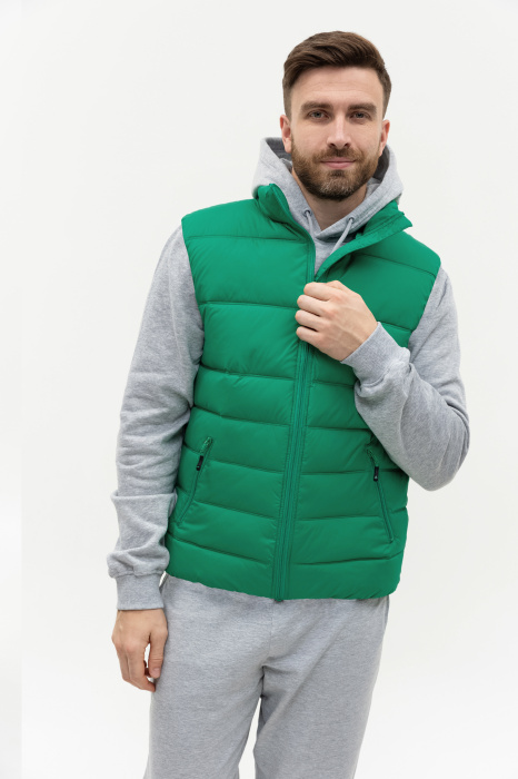 Зеленый однотонный утепленный жилет арт. 82, 100% нейлон, оптом | Мерч, униформа и текстиль для бизнеса фото-2