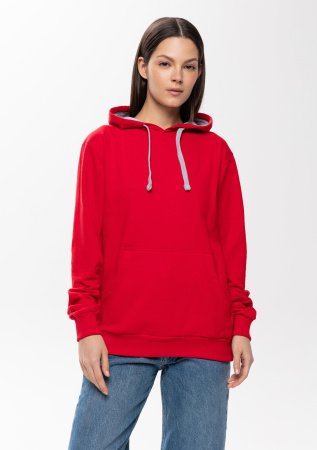 Красное худи арт. 23 с контрастным капюшоном, футер без начеса 100% хлопок, 260 гр/м2 | Мерч, униформа и текстиль для бизнеса photo-5