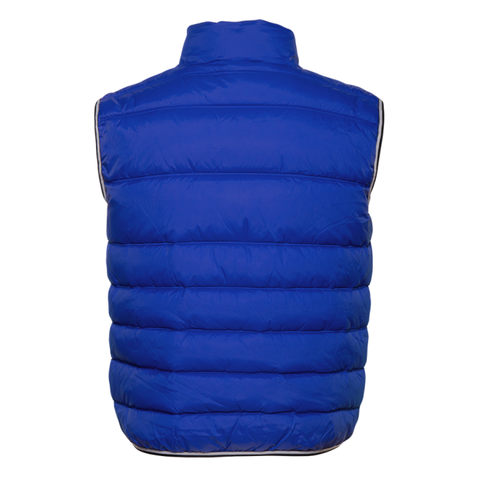 Синий однотонный утепленный жилет арт. 82 с контрастным кантом, 100% нейлон, оптом | Мерч, униформа и текстиль для бизнеса фото-1
