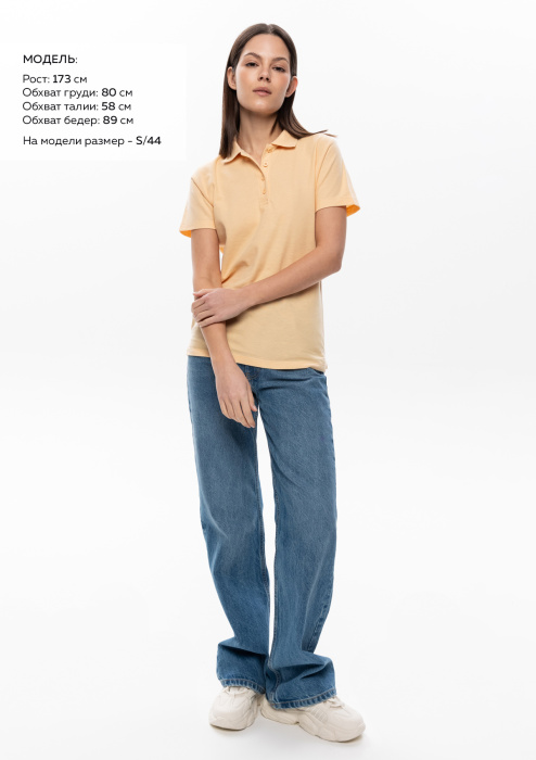 Женская бежевая рубашка поло арт. 104W приталенного кроя, 65% хлопок, 35% полиэстер, 185 гр/м2, оптом | Мерч, униформа и текстиль для бизнеса  фото-3