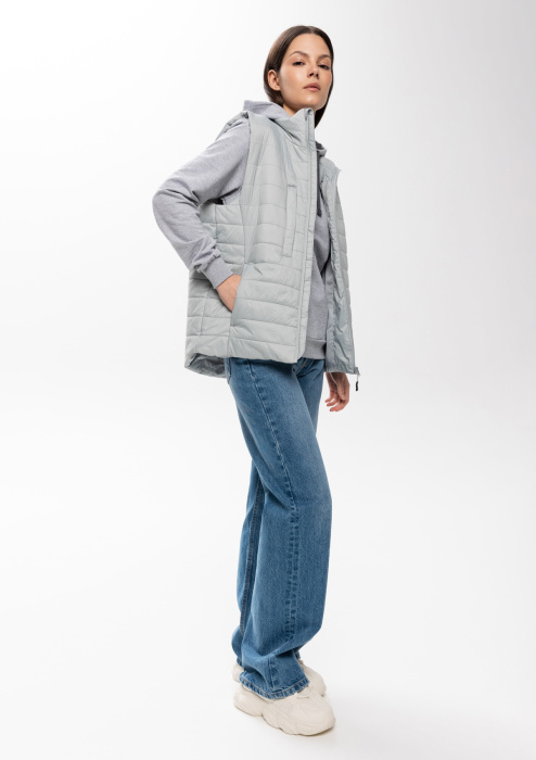 Светло-серый ультралёгкий жилет арт. 87, 100% нейлон, оптом | Мерч, униформа и текстиль для бизнеса фото-4