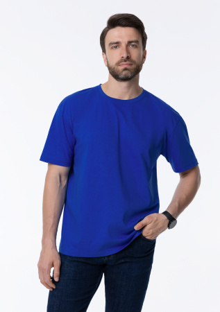 Синяя футболка арт. 02 прямого кроя из 100% хлопка, 160 гр/м2, оптом | Мерч, униформа и текстиль для бизнеса  photo-7