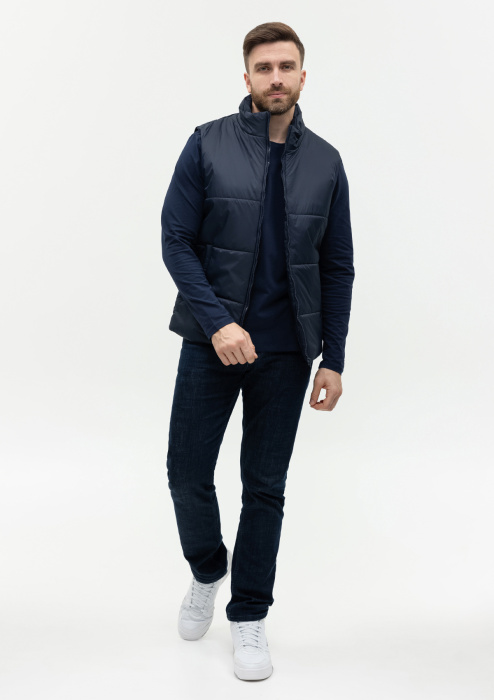 Темно-синий однотонный утепленный жилет арт. 84, 100% нейлон, оптом | Мерч, униформа и текстиль для бизнеса фото-3
