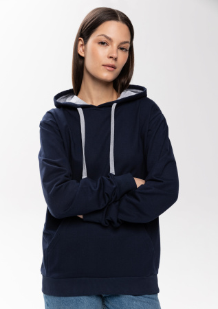 Темно-синее худи арт. 23 с контрастным капюшоном, футер без начеса 100% хлопок, 260 гр/м2 | Мерч, униформа и текстиль для бизнеса photo-6