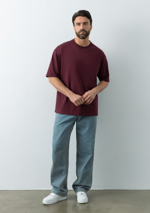 Футболка унисекс оверсайз STAN хлопок  260, 156, Бордовый (661) фото-3