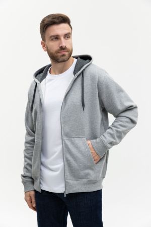 Толстовка  мужская STAN с капюшоном на молнии  футер с начёсом 280, 17,Серый меланж (50) | Мерч, униформа и текстиль для бизнеса photo-8