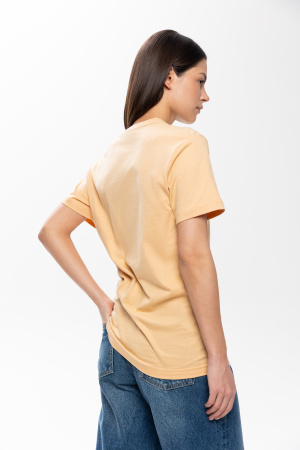 Бежевая футболка арт. 02 прямого кроя из 100% хлопка, 160 гр/м2, оптом | Мерч, униформа и текстиль для бизнеса  photo-6