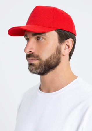 Красная бейсболка арт. 01, 5 клиньев из 100% хлопка, 330 гр/м2, оптом | Мерч, униформа и текстиль для бизнеса  photo-5