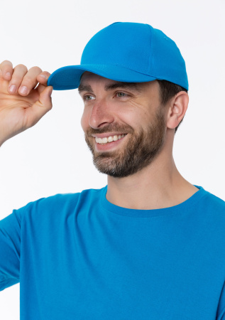 Лазурная бейсболка арт. 10L, 5 клиньев из 100% хлопка, 150 гр/м2, оптом | Мерч, униформа и текстиль для бизнеса  photo-5