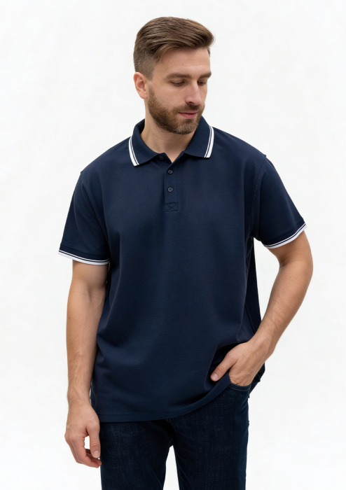 Рубашка поло унисекс STAN с окантовкой хлопок/полиэстер 185, 04T, Т-синий (46) | Мерч, униформа и текстиль для бизнеса фото-3