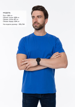 Синяя футболка арт. 51 прямого кроя из 100% хлопка, 150 гр/м2, оптом | Мерч, униформа и текстиль для бизнеса  photo-1