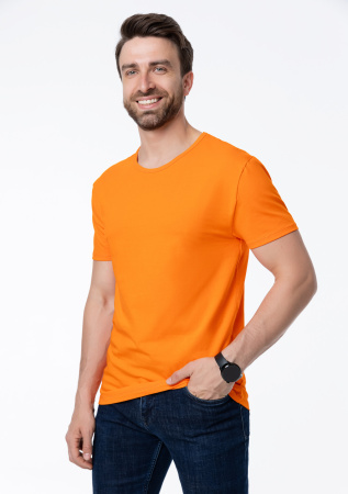 Оранжевая футболка арт. 37 облегающего силуэта, 92% хлопок, 8% эластан, 180 гр/м2, оптом | Мерч, униформа и текстиль для бизнеса  photo-6
