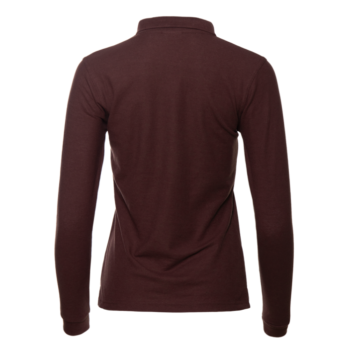 Женская темно-шоколадная рубашка поло с длинным рукавом арт. 04SW приталенного кроя, 65% хлопок, 35% полиэстер, 185 гр/м2, оптом | Мерч, униформа и текстиль для бизнеса  фото-1