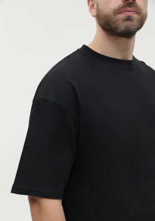 Чёрная футболка арт. 56 оверсайз кроя из 100% хлопка, 240 гр/м2, оптом | Мерч, униформа и текстиль для бизнеса  photo-9