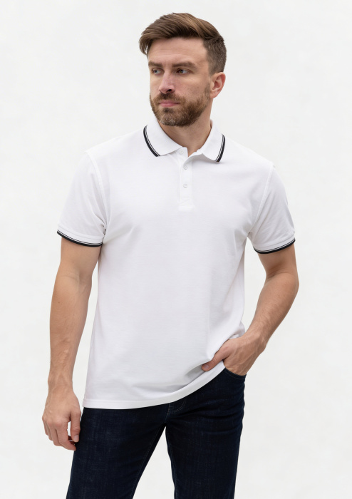 Рубашка поло унисекс STAN с окантовкой хлопок/полиэстер 185, 04T, Белый (10) | Мерч, униформа и текстиль для бизнеса фото-3