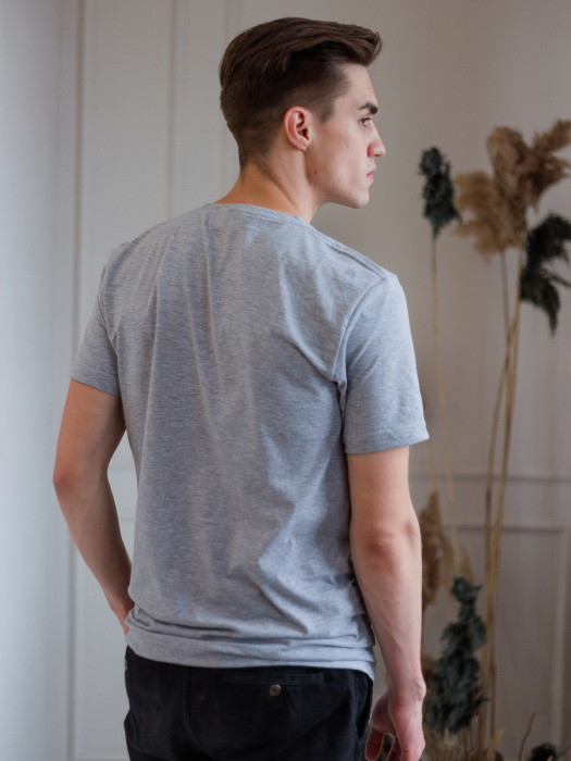 Серая футболка арт. 02 прямого кроя из 100% хлопка, 160 гр/м2, оптом | Мерч, униформа и текстиль для бизнеса  фото-4