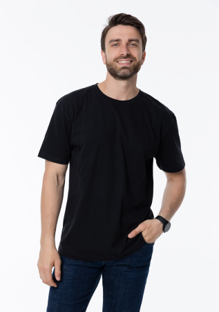 Чёрная футболка арт. 02 прямого кроя из 100% хлопка, 160 гр/м2, оптом | Мерч, униформа и текстиль для бизнеса  photo-6