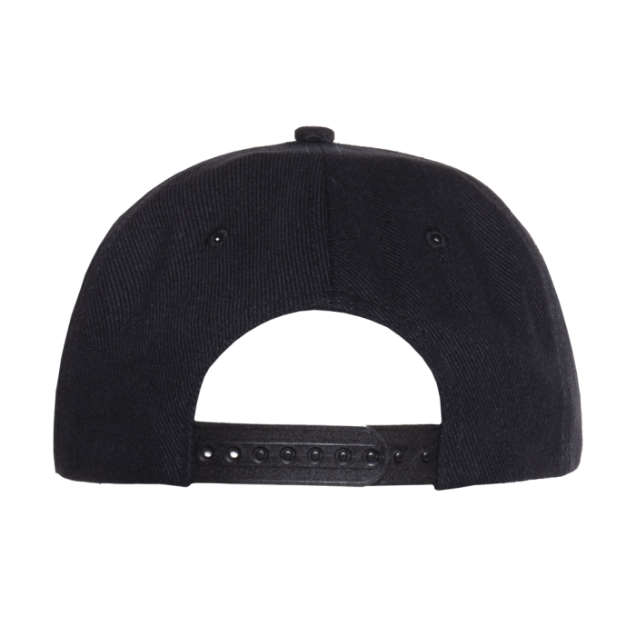 Черная бейсболка с прямым козырьком арт. 08, 5 клиньев из 100% хлопка, 330 гр/м2, оптом | Мерч, униформа и текстиль для бизнеса  фото-4