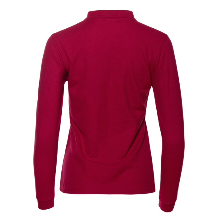 Женская бордовая рубашка поло с длинным рукавом арт. 04SW приталенного кроя, 65% хлопок, 35% полиэстер, 185 гр/м2, оптом | Мерч, униформа и текстиль для бизнеса  фото-1