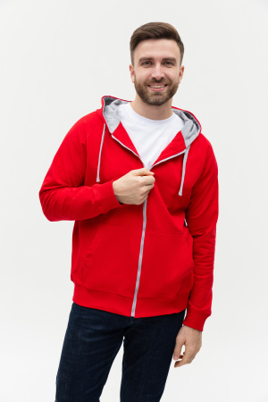 Толстовка мужская STAN с капюшоном на молнии футер без начёса 260, 61, Красный (14) | Мерч, униформа и текстиль для бизнеса photo-6