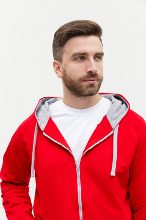 Толстовка мужская STAN с капюшоном на молнии футер без начёса 260, 61, Красный (14) | Мерч, униформа и текстиль для бизнеса photo-8