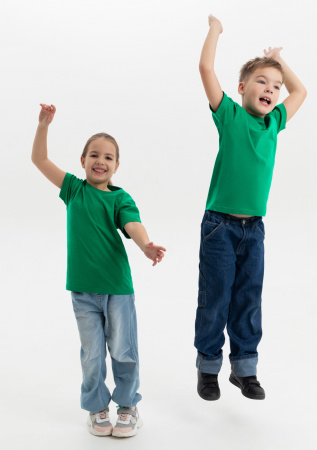 Зелёная детская футболка арт. 06U оверсайз кроя из 100% хлопка, 140 гр/м2, оптом | Мерч, униформа и текстиль для бизнеса photo-5