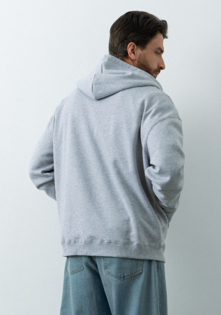 Серая толстовка оверсайз кроя арт. 100 из 100% хлопка (верх) и 100% полиэстера (подклад), 320 гр/м2, оптом | Мерч, униформа и текстиль для бизнеса  photo-3