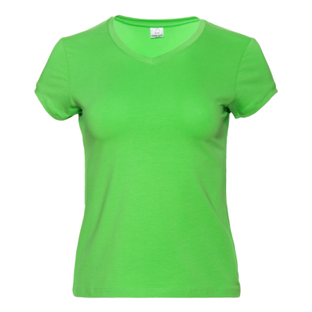 Женская ярко-зеленая футболка арт. 07U приталенного силуэта, 92% хлопок и 8% эластан, 180 гр/м2, оптом | Мерч, униформа и текстиль для бизнеса  photo-0