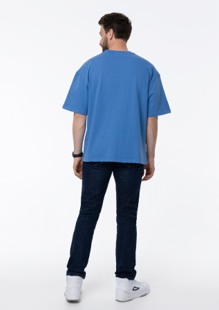 Голубая футболка арт. 40 оверсайз кроя, состав 65% хлопок 35% полиэстер, 260 гр/м2, оптом| Мерч, униформа и текстиль для бизнеса  photo-8