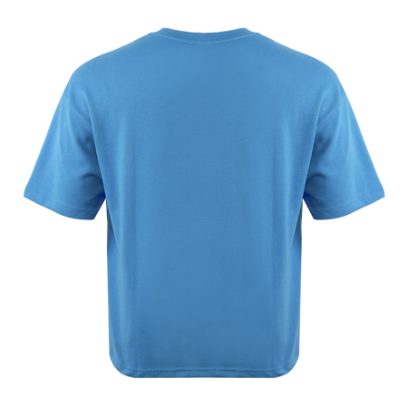 Голубая футболка арт. 40 оверсайз кроя, состав 65% хлопок 35% полиэстер, 260 гр/м2, оптом| Мерч, униформа и текстиль для бизнеса  photo-3
