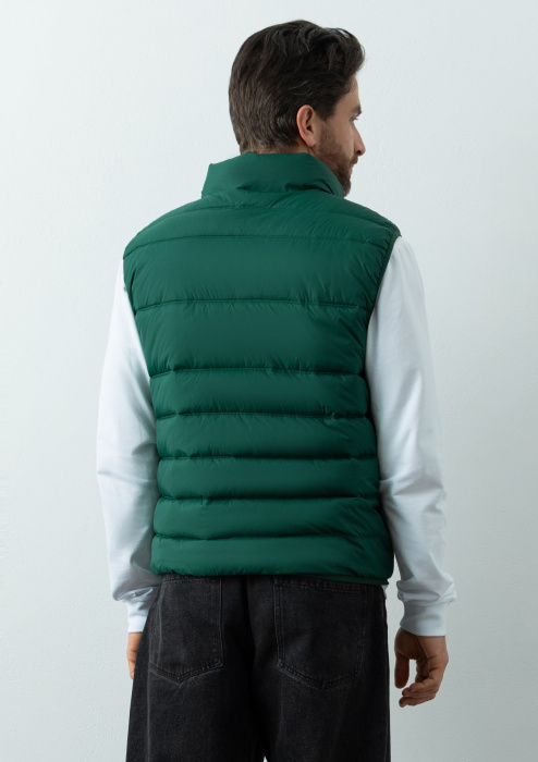 Темно-зеленый однотонный утепленный жилет арт. 82, 100% нейлон, оптом | Мерч, униформа и текстиль для бизнеса фото-3