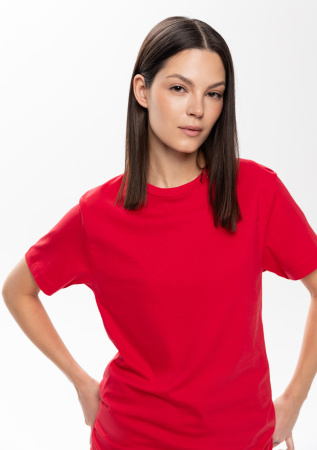 Красная футболка арт. 02 прямого кроя из 100% хлопка, 160 гр/м2, оптом | Мерч, униформа и текстиль для бизнеса  photo-7