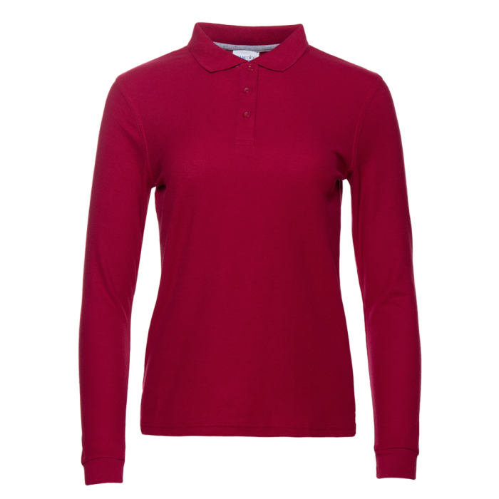 Женская бордовая рубашка поло с длинным рукавом арт. 04SW приталенного кроя, 65% хлопок, 35% полиэстер, 185 гр/м2, оптом | Мерч, униформа и текстиль для бизнеса  фото-0